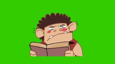 Kitap okuyan Animasyon Mağara Adamı 