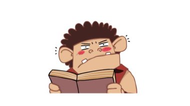 Kitap okuyan Animasyon Mağara Adamı 