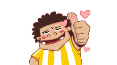 Animasyon Futbolcu Başparmağını kaldırıyor 