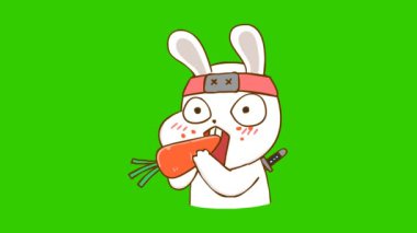 Animasyon Ninja Tavşan Tatsız Havuç Yiyor