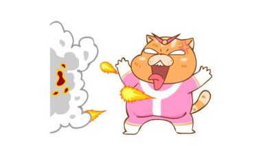 Animasyon Şişman Kedi Sarılması