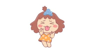 Animasyon Pastel Kız Diz çökme Dansı