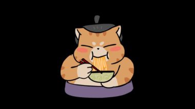 Animasyon Sumo Kedisi Pirinç Yiyor