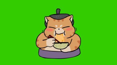 Animasyon Sumo Kedisi Pirinç Yiyor