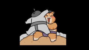 Animasyon Sumo Kedi Dövüş Arkaplanı