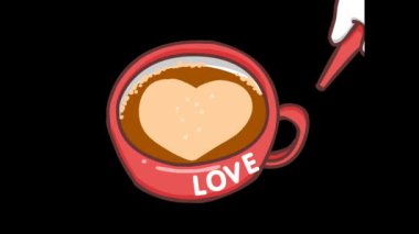 Animasyon Barista Kedi İçen Kalp Kahvesi 