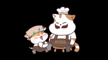  Animasyon Kahve Dükkanı Kedi Masaj Patronu