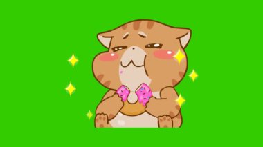 Animasyon Şişko Kedi Donutun tadını çıkarıyor 