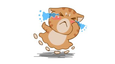 Animasyon Tombul Kedi Ağlıyor ve Koşuyor