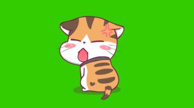 Animasyon Kızgın Kedi Dili Çıkıntılı