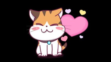 Yürekli Animasyon Küçük Kedi 
