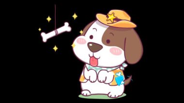 Şerifin Şapkasını Giyen Animasyon Beagle ve Kemik İsteyen Kovboy Kıyafeti