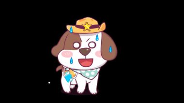Canlandırılmış Beagle in Sheriff Cowboy Şapka endişeli görünüyor ve volta atıyor 