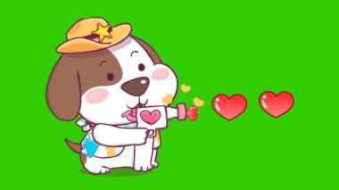Animasyon Beagle, Şerif Kovboy Şapkası Takıyor, Kalp Silahı Ateş Ediyor 