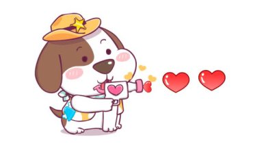 Animasyon Beagle, Şerif Kovboy Şapkası Takıyor, Kalp Silahı Ateş Ediyor 