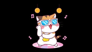 Animasyon Portakal Kedi Dans eden Hip Hop