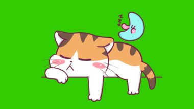 Animasyon Turuncu Kedi Hilal Ay 'da Uyuyor - Şeffaf Arkaplan