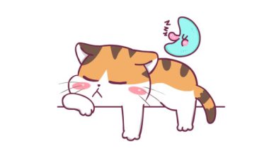 Animasyon Turuncu Kedi Hilal Ay 'da Uyuyor - Şeffaf Arkaplan