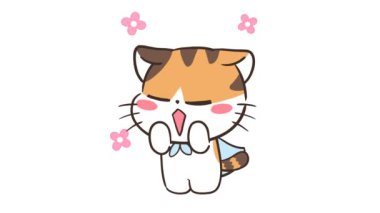 Pembe Çiçekli Animasyon Utangaç Kedi