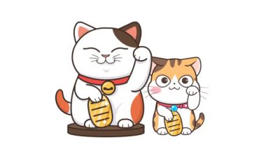 Animasyon Kedicik ve Maneki-neko - Zenginlik ve Refah Sembolleri