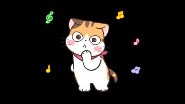 Animasyon Kedi Müzikal Notalarla Dans