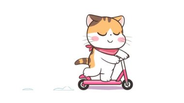 Scooter 4k üzerindeki Animasyon Kedi