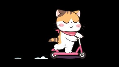 Scooter 4k üzerindeki Animasyon Kedi