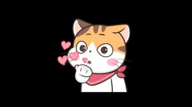 Animasyon Kedi Kalp Şeklinde Öpücük Esiyor