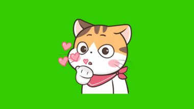 Animasyon Kedi Kalp Şeklinde Öpücük Esiyor