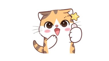  Animasyon Kedicik Başparmağını kaldırıyor