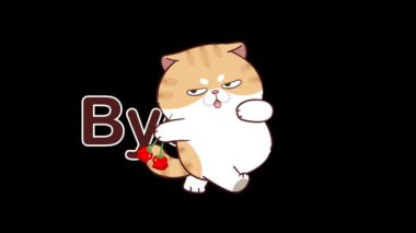Animasyon Gülle Yürüyen Komik Kedi Veda Ediyor
