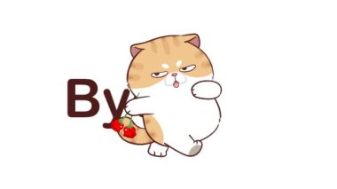 Animasyon Gülle Yürüyen Komik Kedi Veda Ediyor