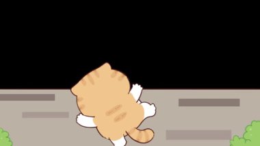 Canlandırılmış Komik Kedi Kaçmak için Duvara Tırmanır
