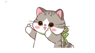 Neşeli Gri Kedi Başparmaklarını Veriyor