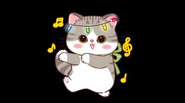 Gri Kedicik Parlayan Işıklarla Dans Animasyonu