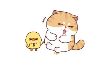  Animasyon Gülen ve Gıdıklayan Komik Kedi
