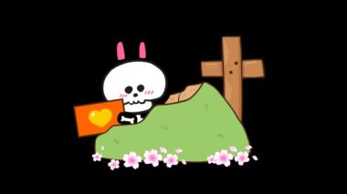 Canlandırılmış Cadılar Bayramı İskeleti Mezar Tutucu Kalp İşaretinden Yükseliyor