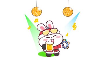 Noel Baba Tavşan Animasyonu Renkli Işıklarla Dans Ediyor 