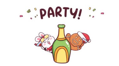 Şampanyalı Noel Baba Kostümlü Animasyon Tavşan 
