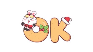 Noel Baba Kostümlü Animasyon Tavşanı 'Tamam' diyor.