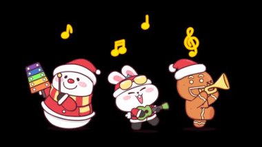 Kolay Kurgu İçin Animasyon Tavşan Noel Grubu