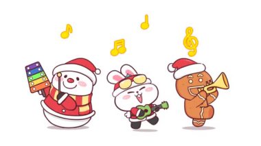 Kolay Kurgu İçin Animasyon Tavşan Noel Grubu