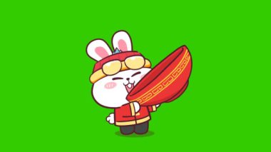 Çin Kostümlü Animasyon Tavşanı İçkili Kızartma