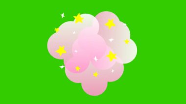 Animasyon Sevimli Kedi Pembe Duman ile Sıçrıyor - Yeşil Ekran