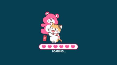 Mavi ve Yeşil Ekran Arkaplanı 'nda Çizgi Film Animasyon Videosu Yükleniyor: Şirin Tema: 124; Kedi ve Bebek: 124; İndirme Süreci, Preloader Animasyon Web Tasarım Şablonu. Kusursuz Döngü Canlandırması 4K
