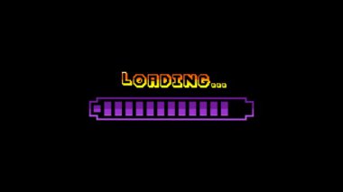 Retro kum saati pikseli çubuk animasyonu yükleme, Siyah Arkaplan ve döngü canlandırması.