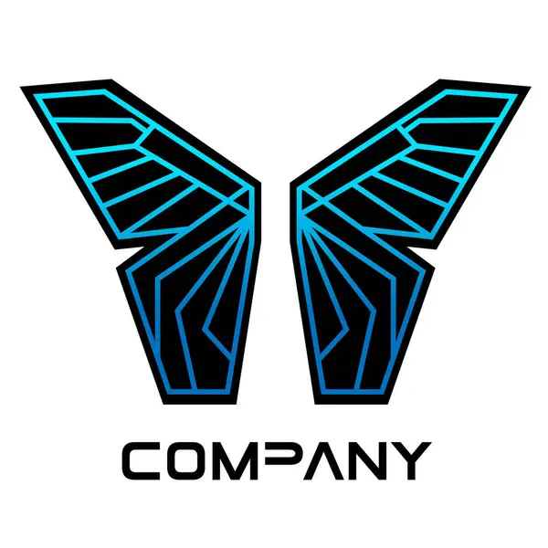 Logo Tasarım Serisi - Mavi eğimli basit kelebek logosu
