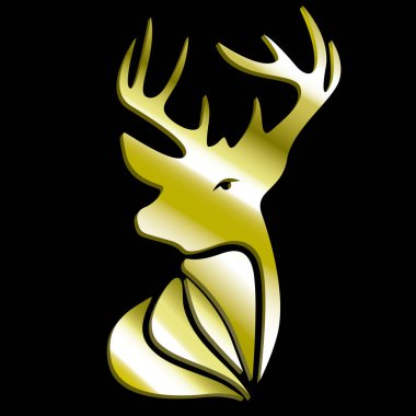 Logo Tasarım Serisi - Geyik Başı Logosu - Altın Versiyon