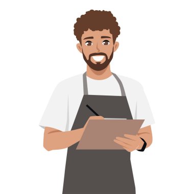 Dostane Hizmet İşçisi ve Pano. Düz Vektör karakter çizimi