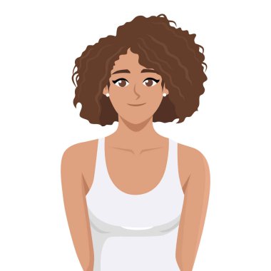 Pembe atkuyruklu, atkuyruklu, kendine güvenen, rahat poz veren bir kadın. Düz Vektör karakter çizimi